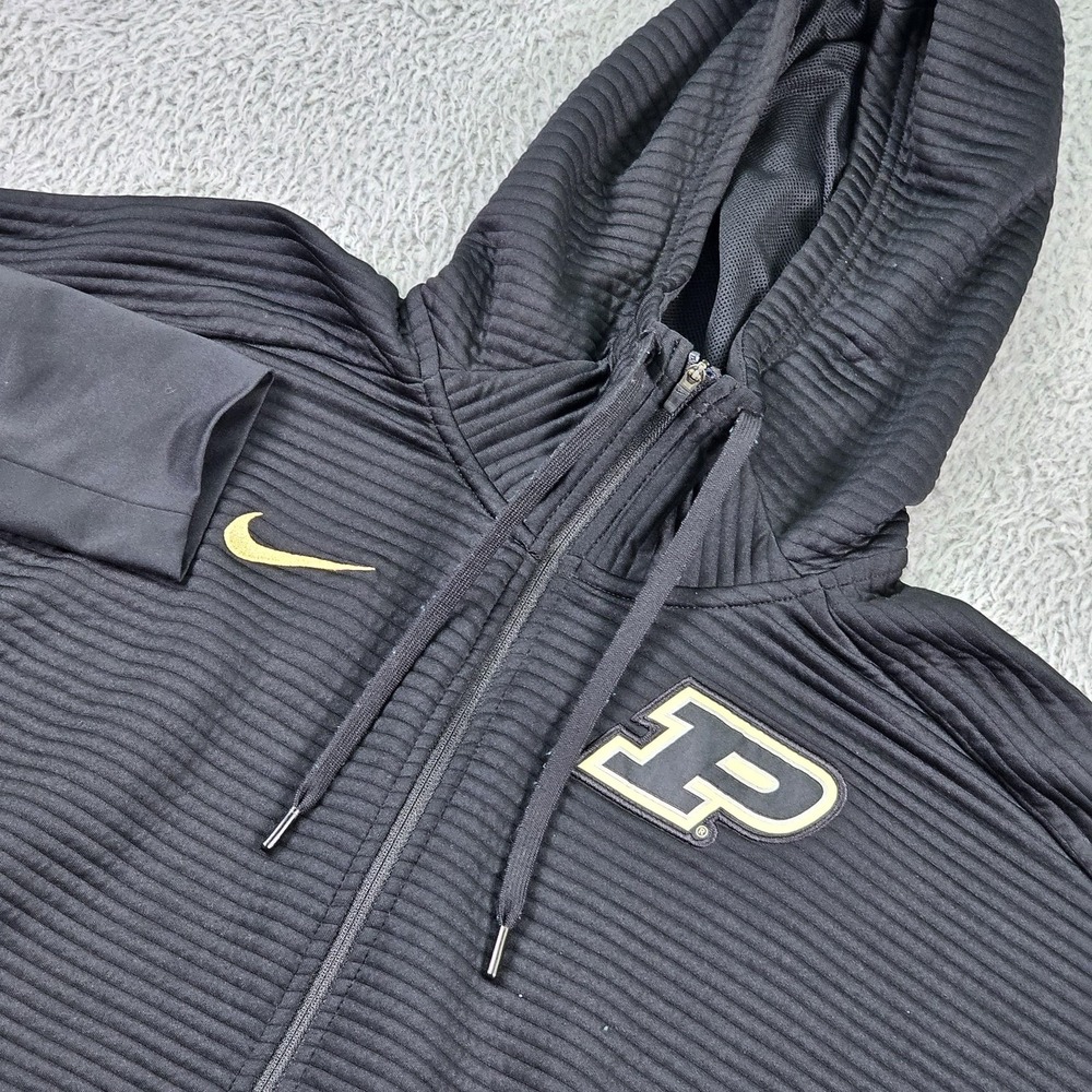 Purdue Boilermakers Hoodie Mens‎ Medium Black NCAA College Nike Dri-FIT Full Zip